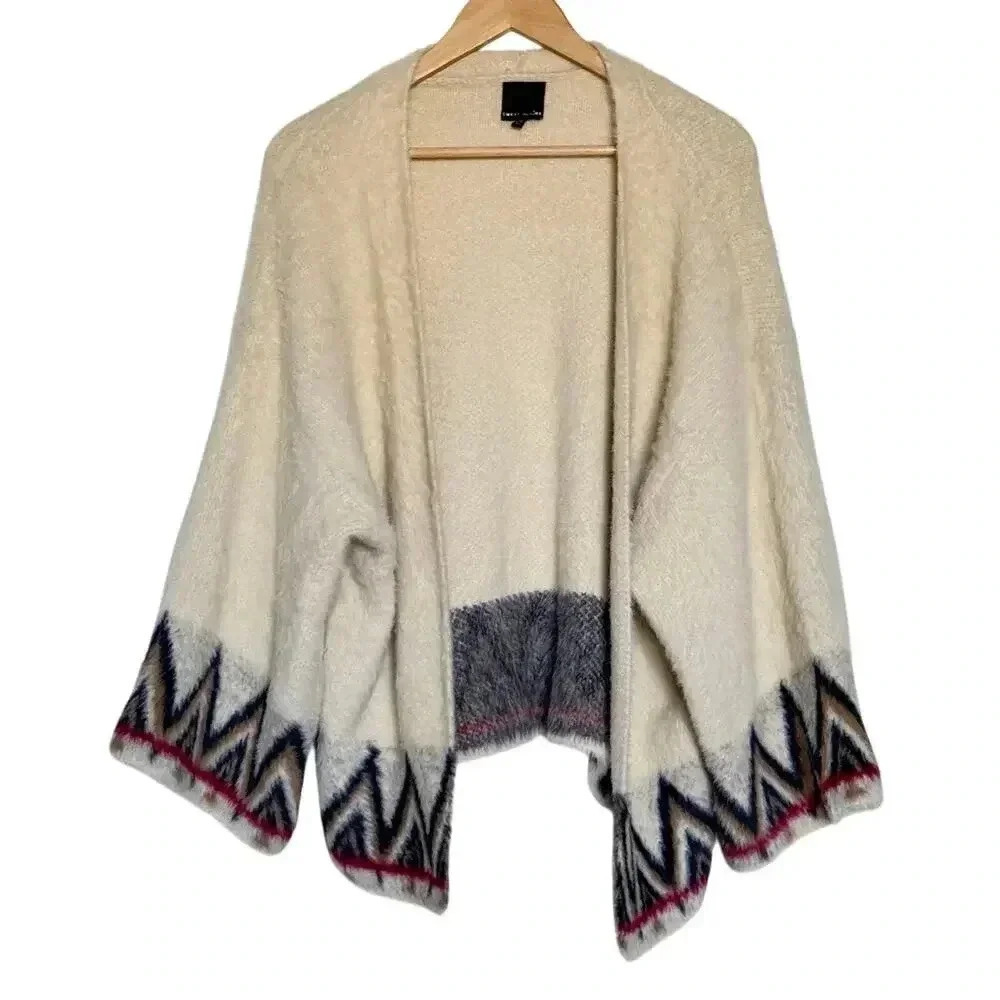 Sweet Claire Aztec Boho Soft Cardigan Sweater Cream Size L/XL